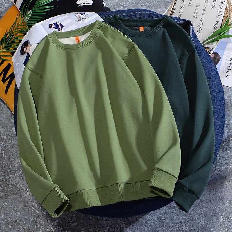 Men's Casual Cotton Fleece Round Neck Hoodie Sweatshirt – 14 Colours up to 5XL