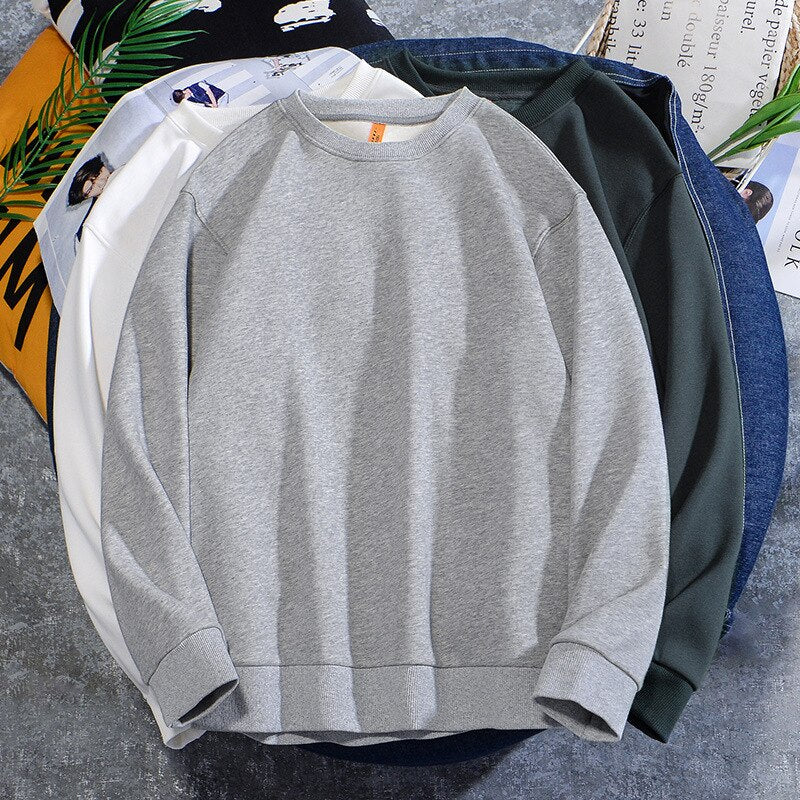 Men's Casual Cotton Fleece Round Neck Hoodie Sweatshirt – 14 Colours up to 5XL