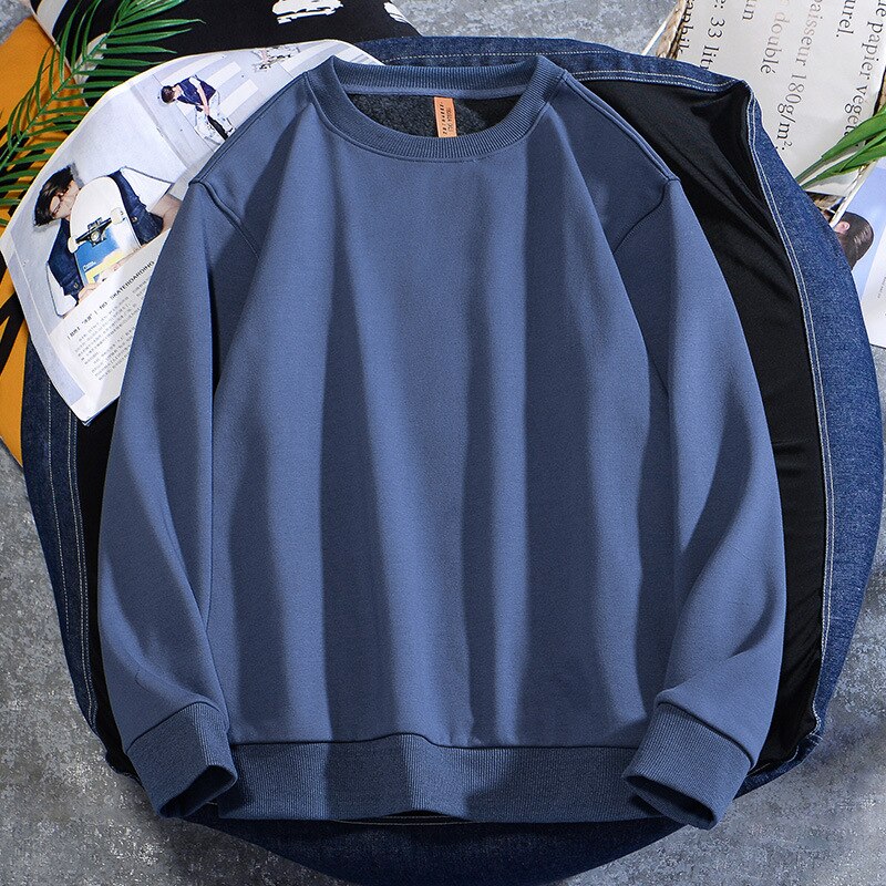 Men's Casual Cotton Fleece Round Neck Hoodie Sweatshirt – 14 Colours up to 5XL