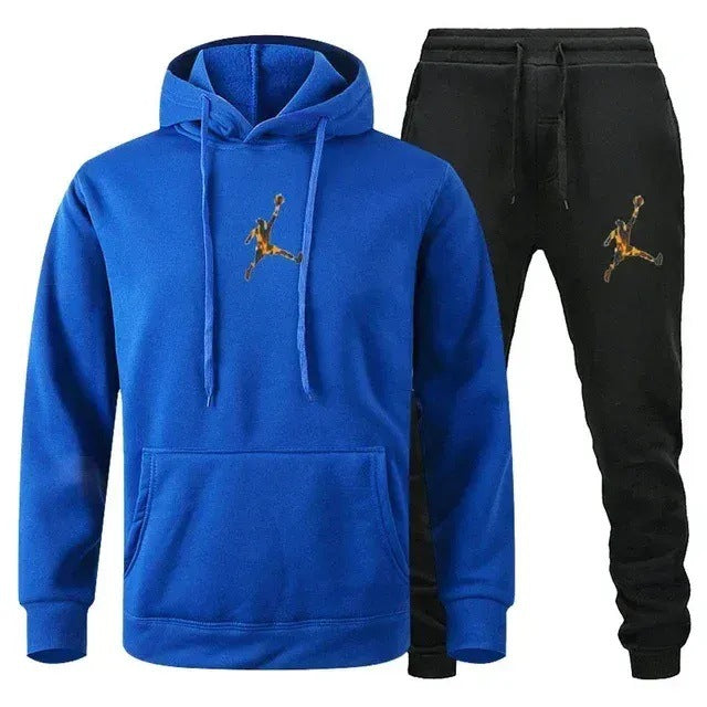Men's Colour-Block Hoodie & Sweatpants Set