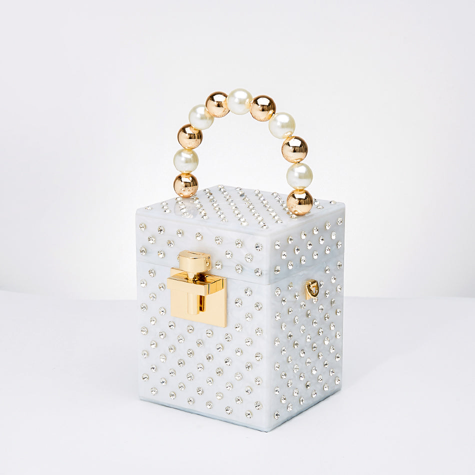 Pearl & Crystal Acrylic Box Clutch