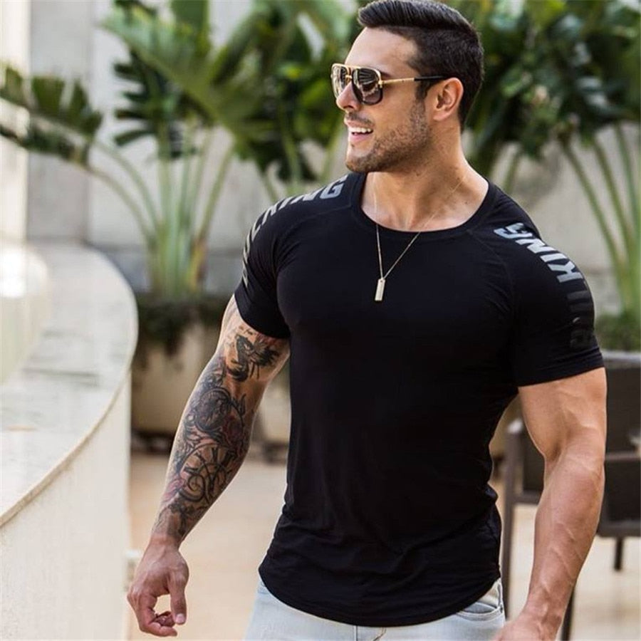 Men's Compression Quick-Dry Short-Sleeve T-Shirt – Slim Fit Running & Sport Tee