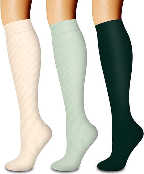 Sports Compression Socks – Long Tube Calf Socks for Running, Cycling & Skipping Rope (3 Double Pack)