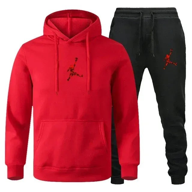 Men's Colour-Block Hoodie & Sweatpants Set