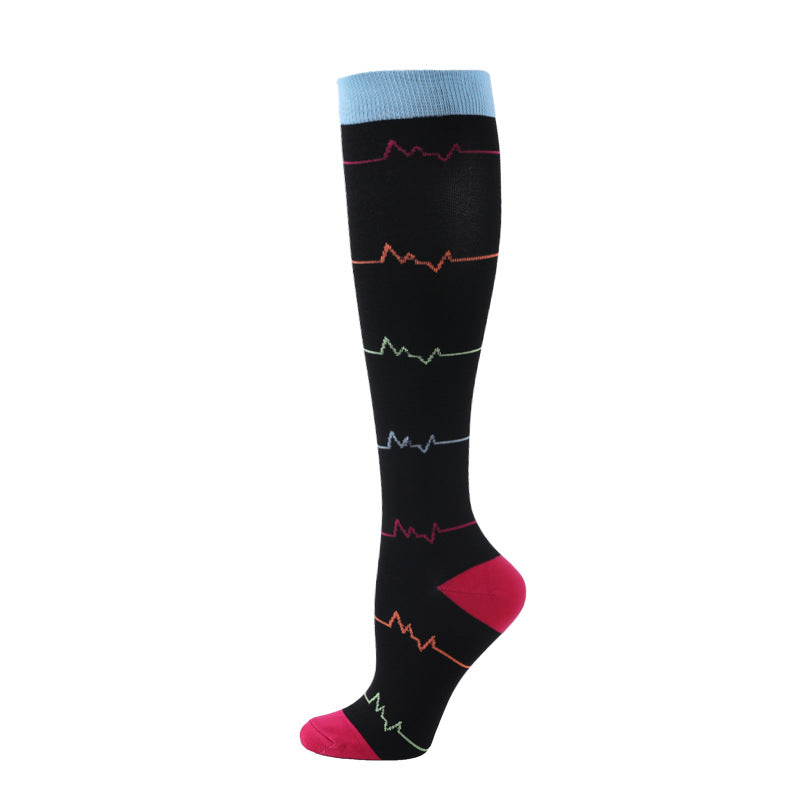 Unisex Patterned Graduated Compression Socks 15-25mmHg – Fun Print Long Tube Sport Socks