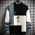 Men's Cashmere Warm Turtleneck Slim Fit Pullover Sweater – Patchwork Knit