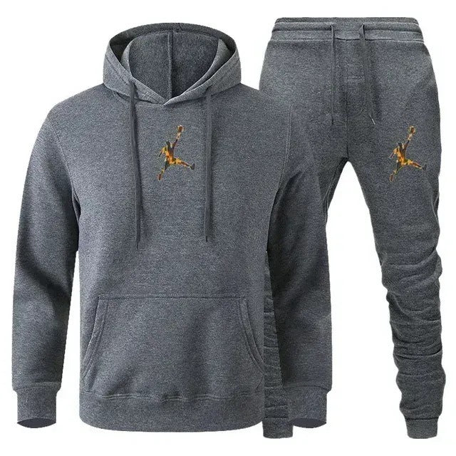Men's Colour-Block Hoodie & Sweatpants Set