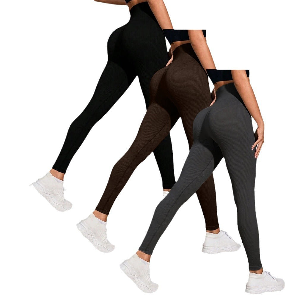 Women's Seamless High-Waist Ribbed Yoga Leggings