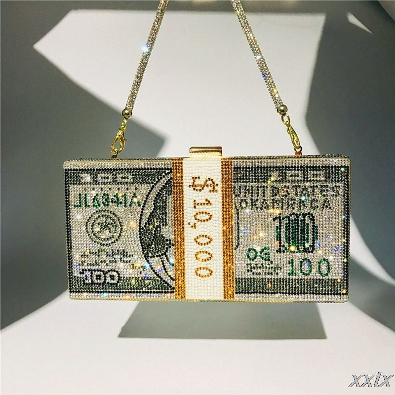Rhinestone Money Stack Clutch