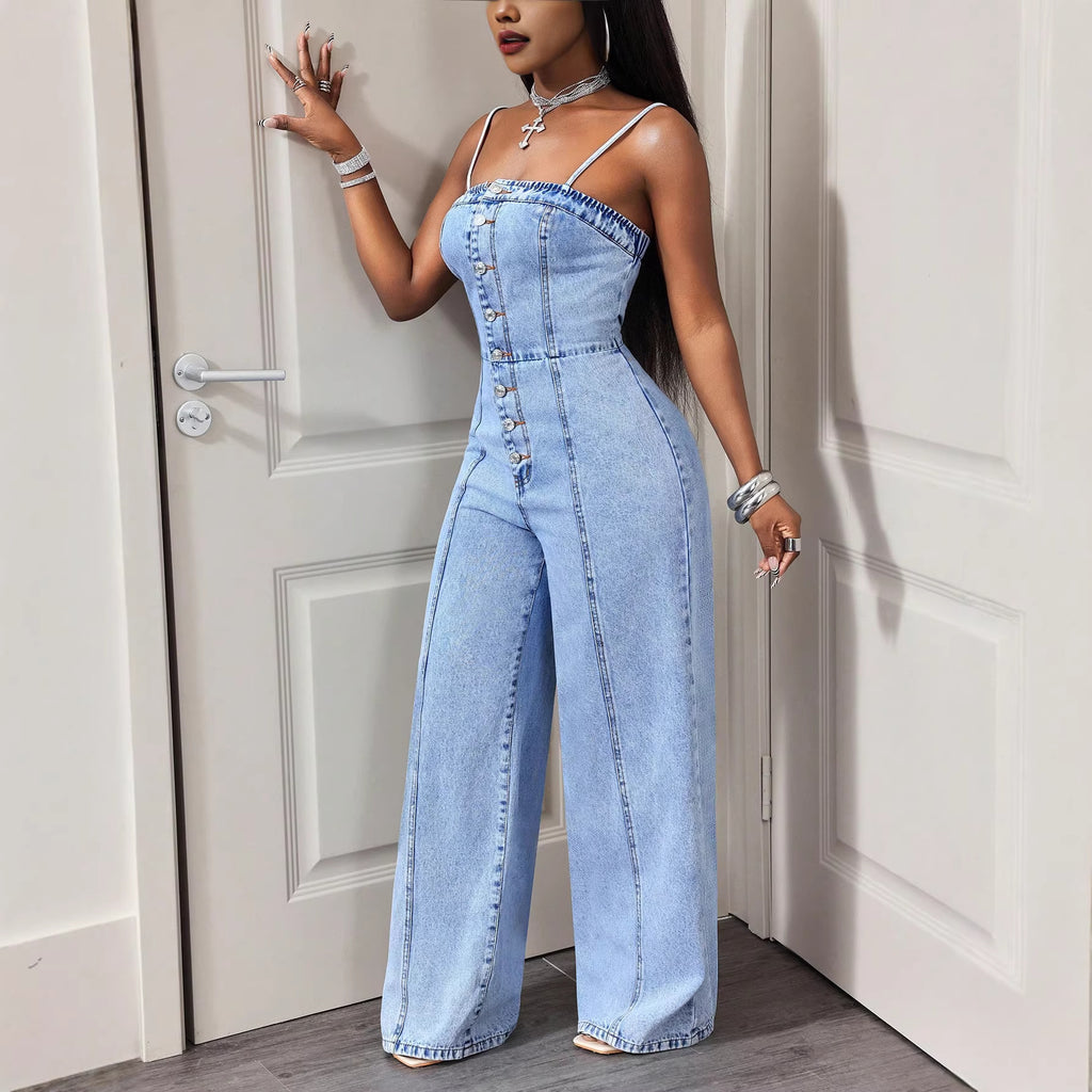 Women's Denim Suspender Jumpsuit