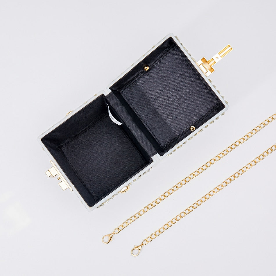 Pearl & Crystal Acrylic Box Clutch