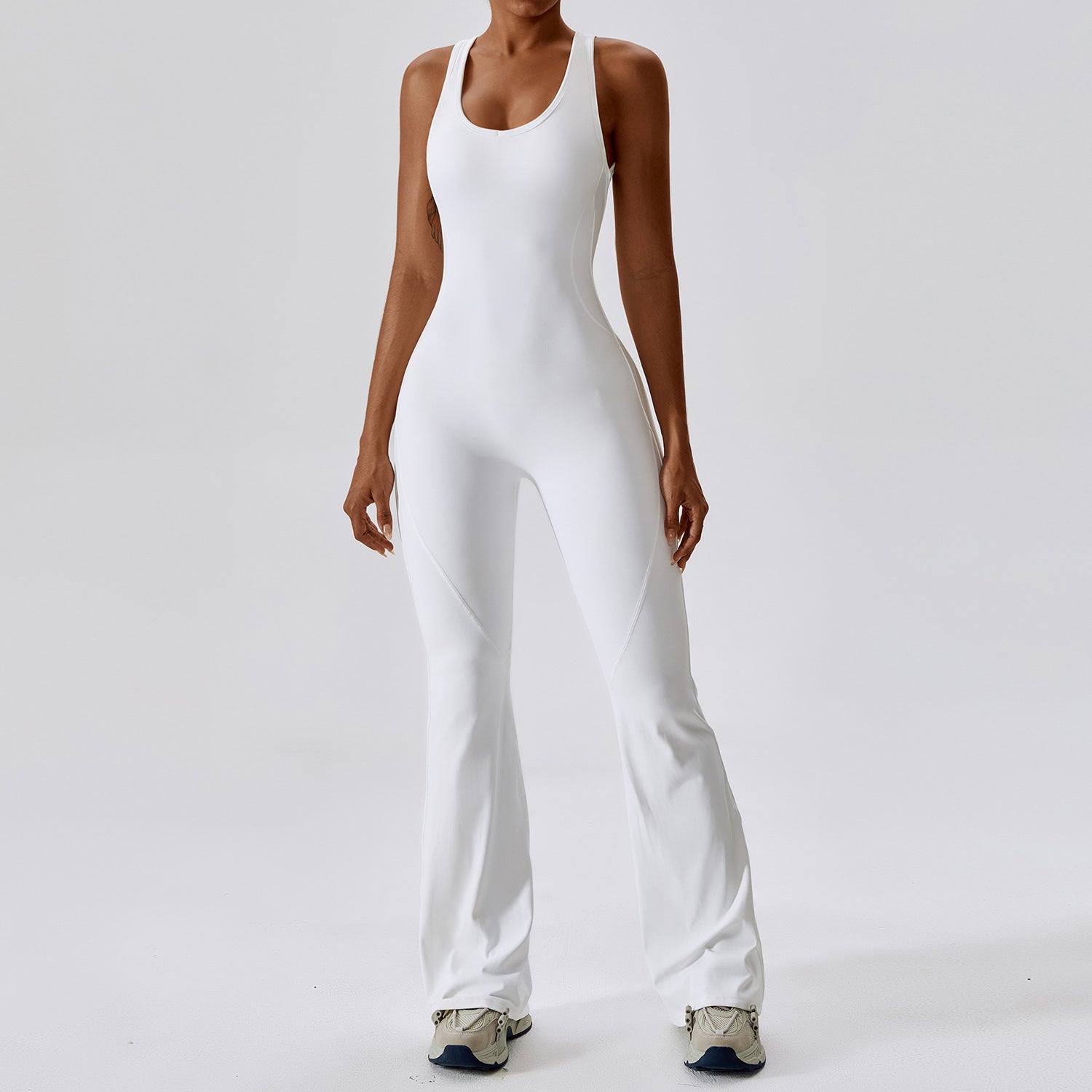 Women's Sleeveless Slim Fit Long Pants Jumpsuit — Full-Length Fitted Bodysuit