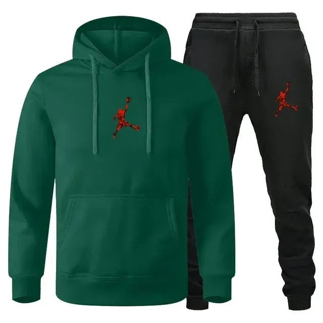 Men's Colour-Block Hoodie & Sweatpants Set