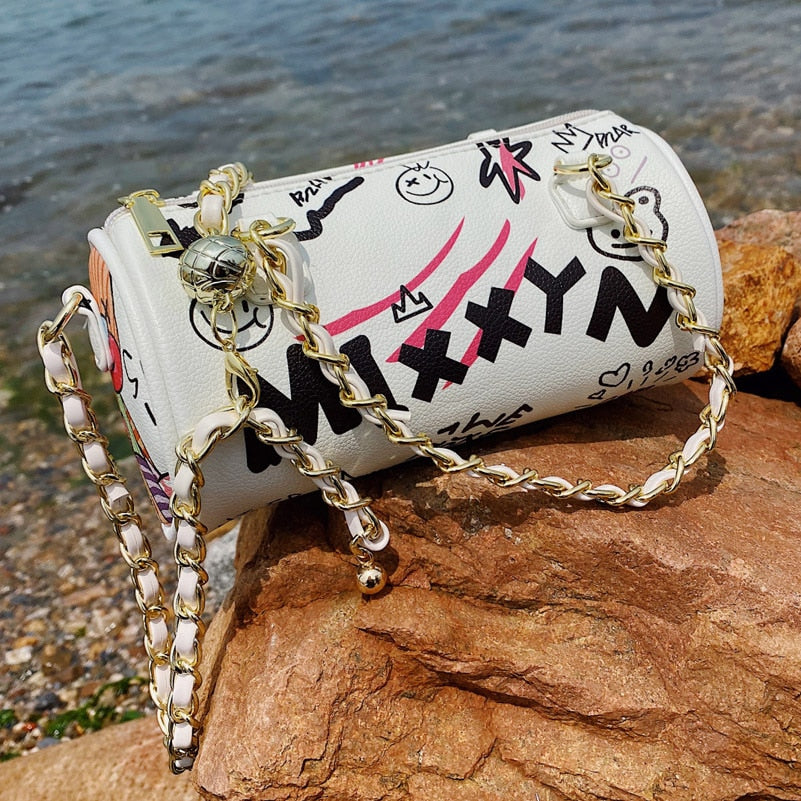 Graffiti Cylindrical Crossbody Bag