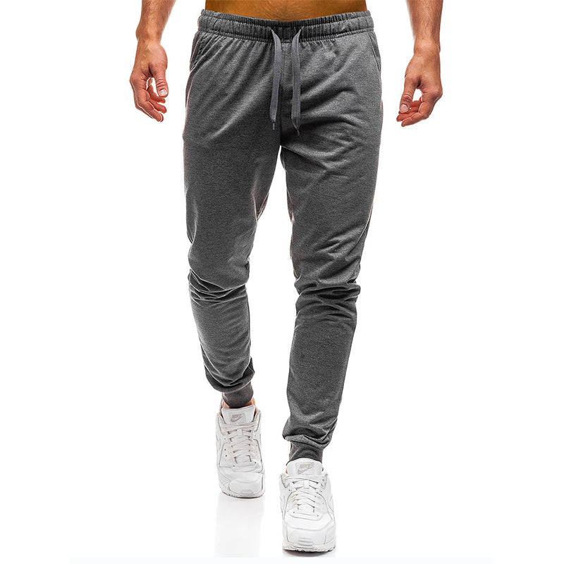 Men's Elastic Waist Fitness Joggers — Casual Solid Colour Workout Sweatpants