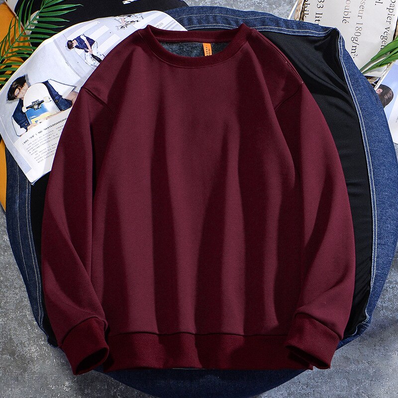 Men's Casual Cotton Fleece Round Neck Hoodie Sweatshirt – 14 Colours up to 5XL