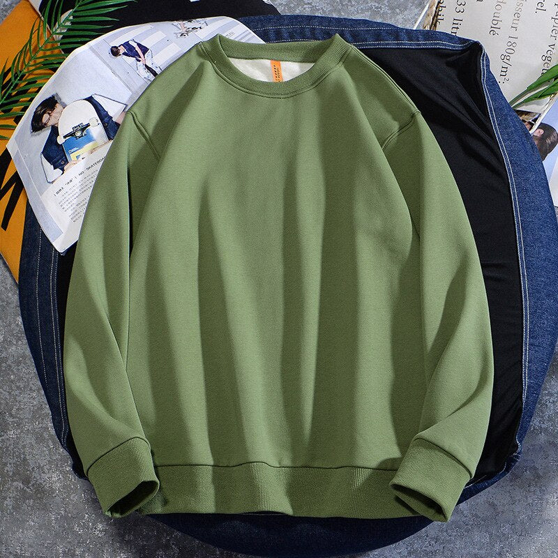 Men's Casual Cotton Fleece Round Neck Hoodie Sweatshirt – 14 Colours up to 5XL