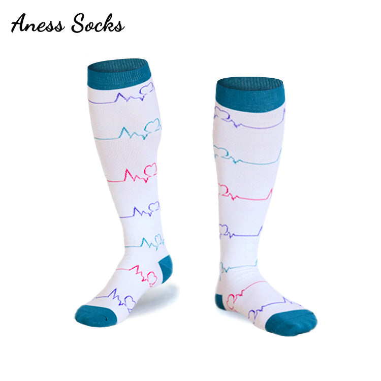Unisex Patterned Graduated Compression Socks 15-25mmHg – Fun Print Long Tube Sport Socks
