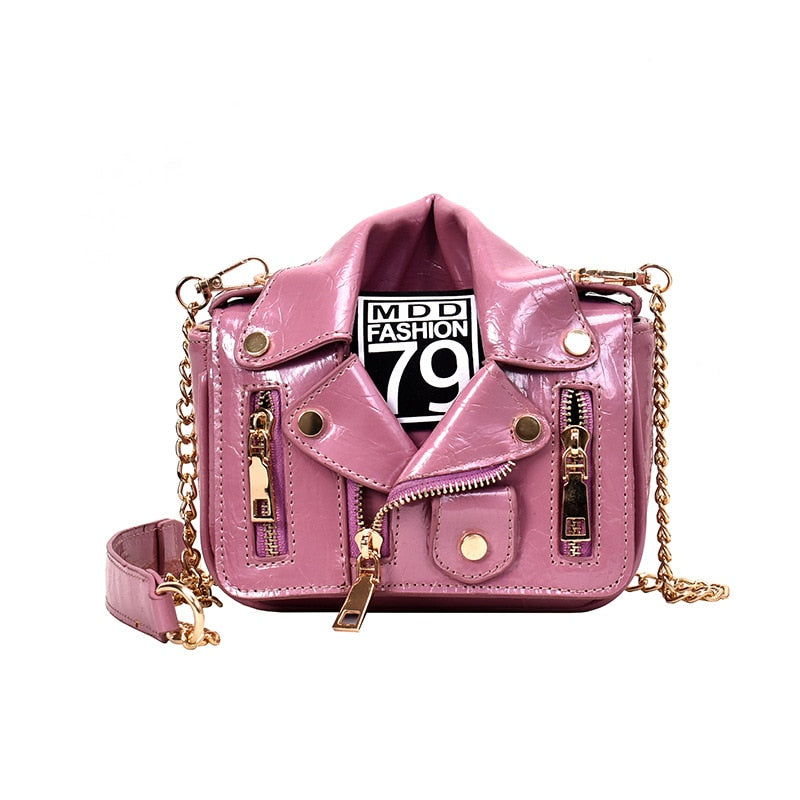 Women's Rivet Chain Motorcycle Shoulder Bag – Leather Messenger Bag