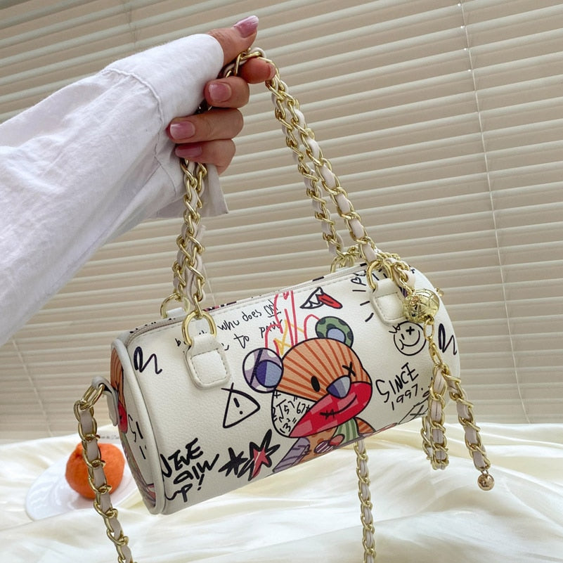 Graffiti Cylindrical Crossbody Bag