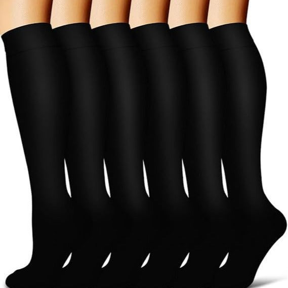 Long Tube Compression Socks 6-Pack – Men & Women Sports, Cycling & Yoga