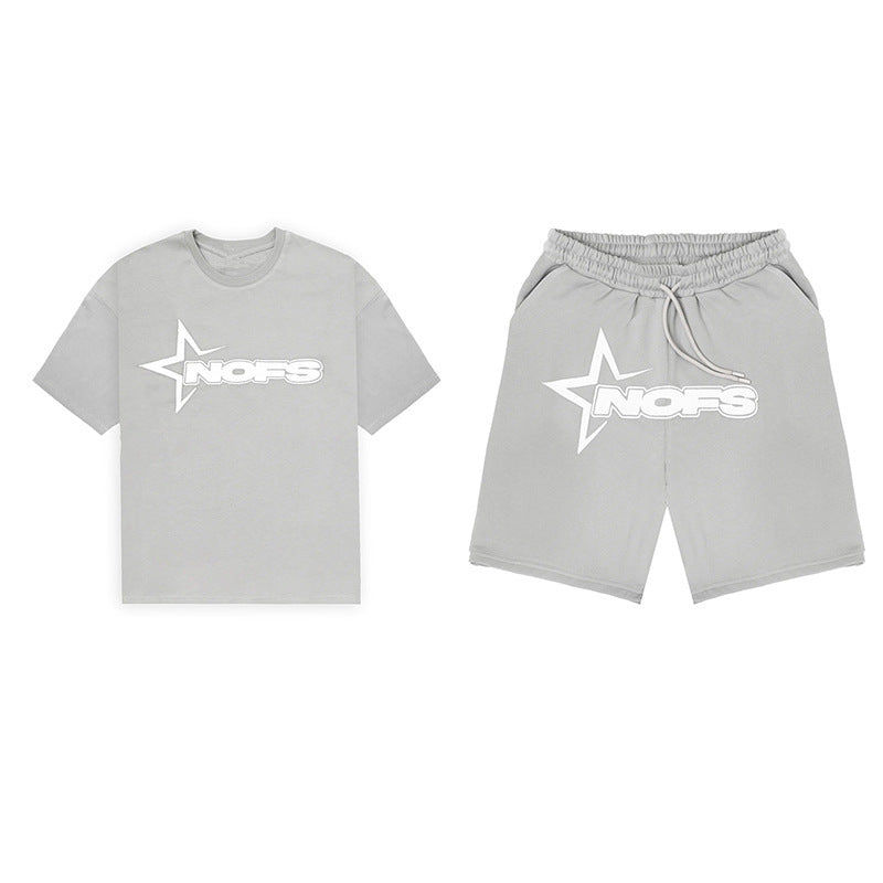 Men's Street Hip Hop Letter Print T-Shirt & Shorts Set
