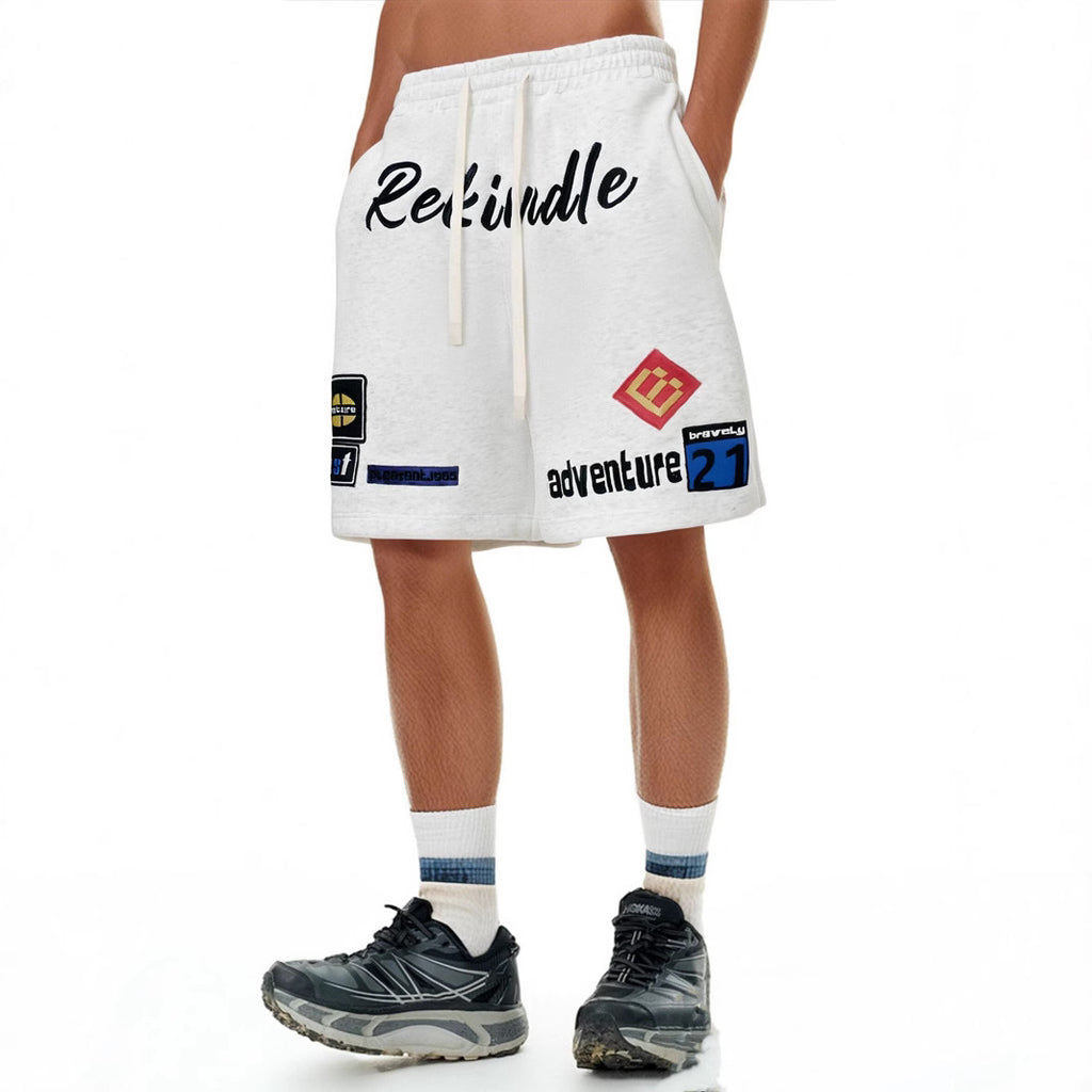 Men's Embroidered Letter Wide-Leg Hip Hop Shorts
