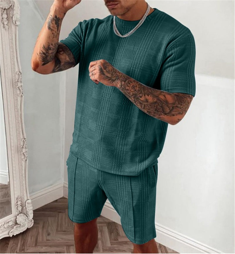Men's 3D Print Round Neck T-Shirt & Shorts Set