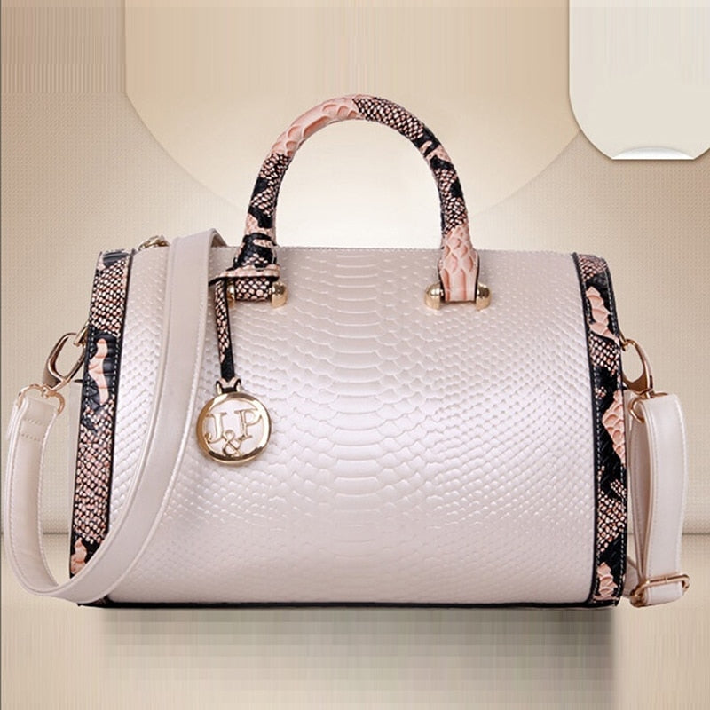 Women's Crocodile Print PU Leather Crossbody Bag – Structured Shoulder Bag