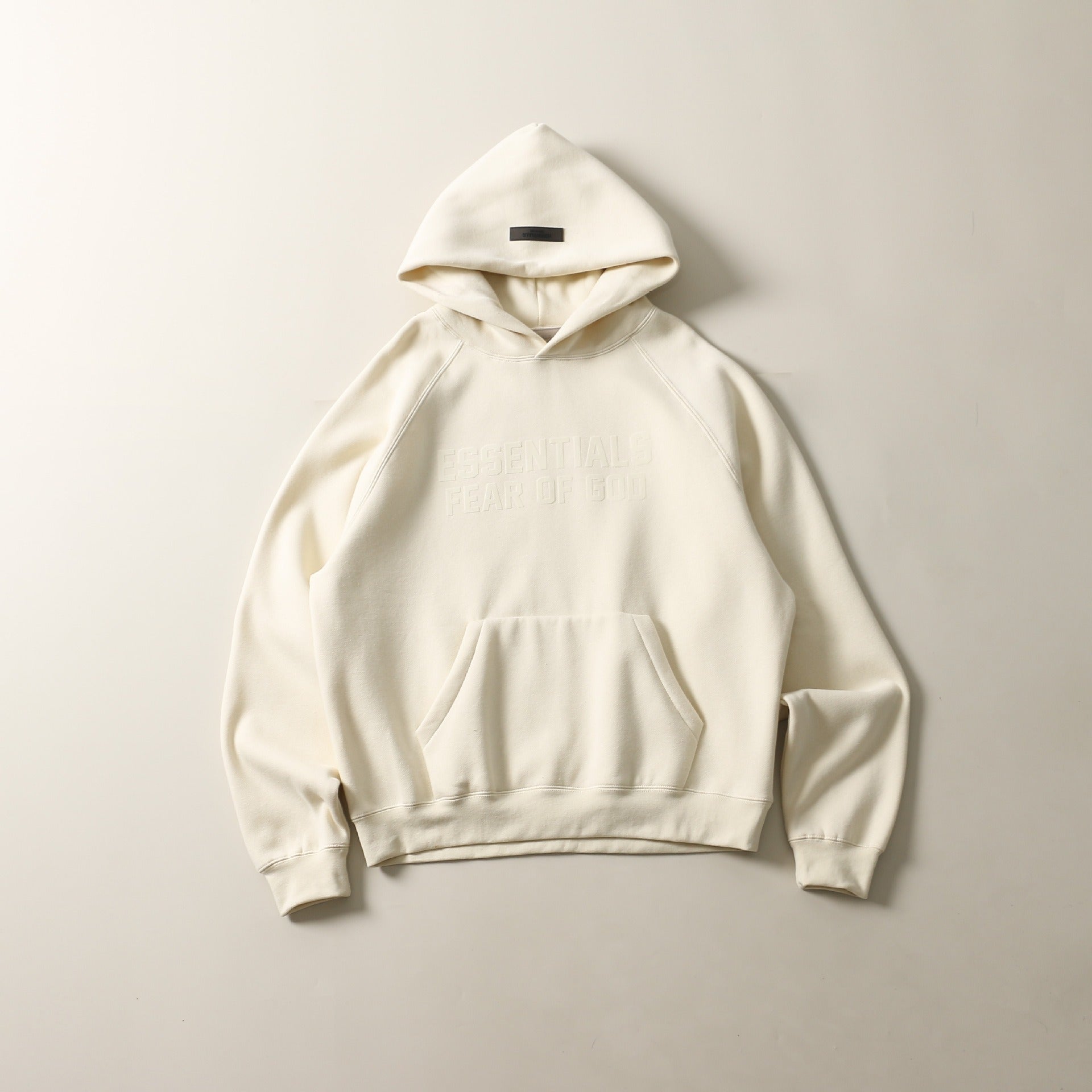 Double Row Flocked Letter Print Raglan Hoodie