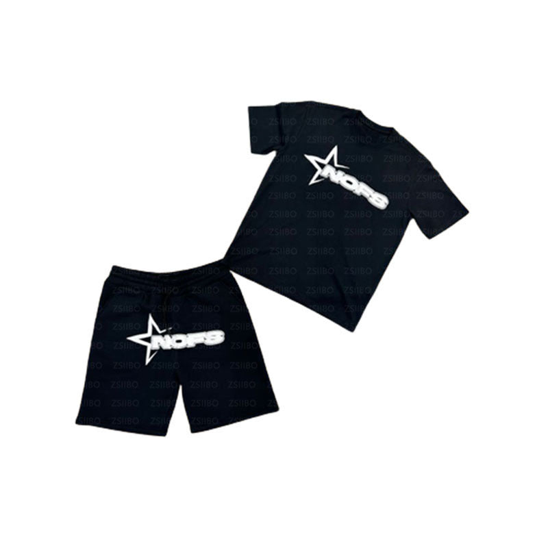 Men's Street Hip Hop Letter Print T-Shirt & Shorts Set
