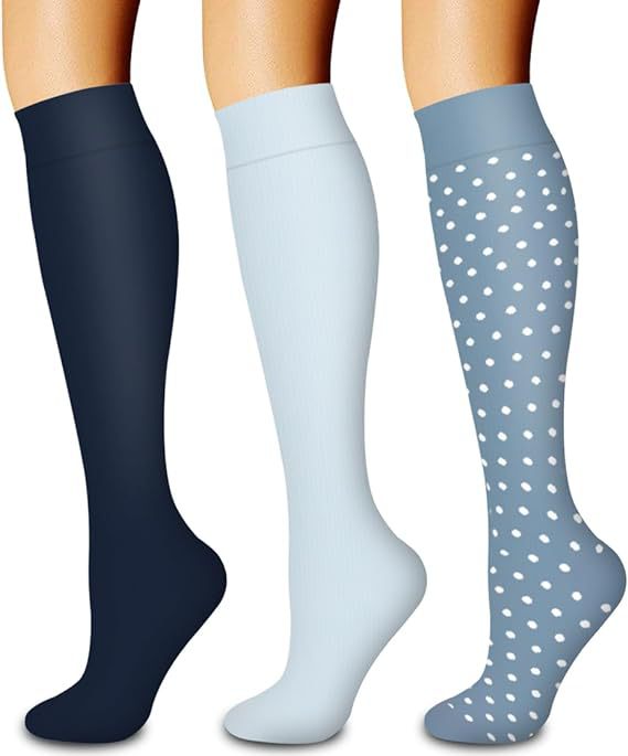 Sports Compression Socks – Long Tube Calf Socks for Running, Cycling & Skipping Rope (3 Double Pack)