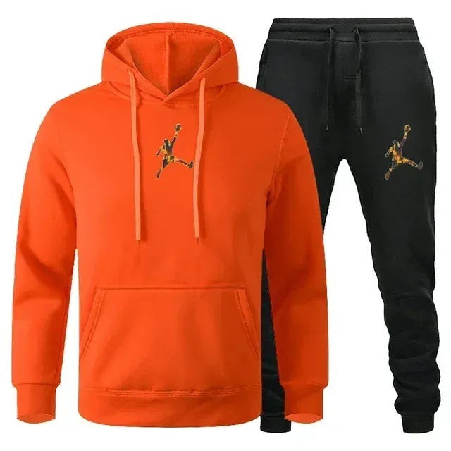 Men's Colour-Block Hoodie & Sweatpants Set