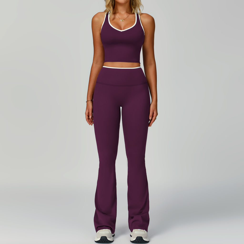 Women's Backless Yoga Fitness 2-Piece Set — Nylon Spandex Sports Bra & Bottoms