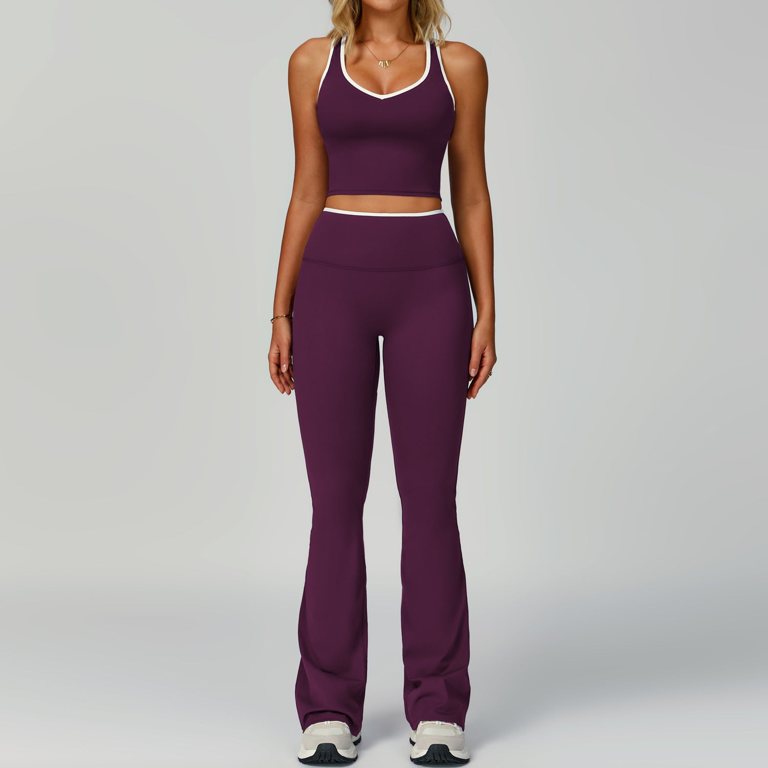 Women's Backless Yoga Fitness 2-Piece Set — Nylon Spandex Sports Bra & Bottoms