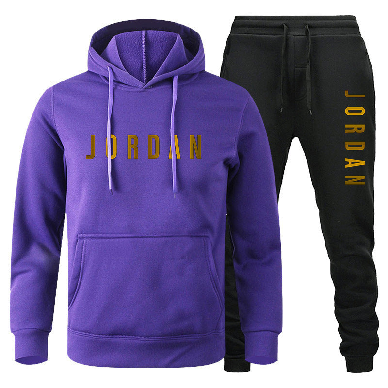 Men's Colour-Block Hoodie & Jogger Pants Set