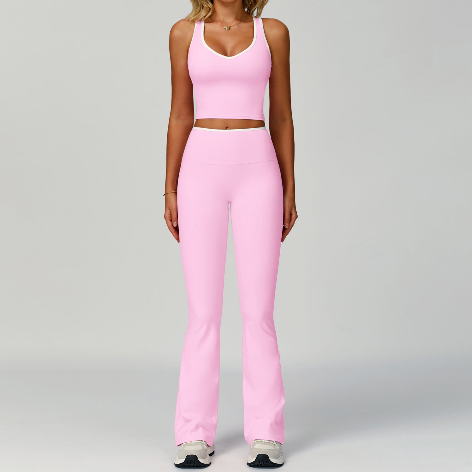 Women's Backless Yoga Fitness 2-Piece Set — Nylon Spandex Sports Bra & Bottoms