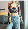 Women's Square Collar Long-Sleeve Slim Top