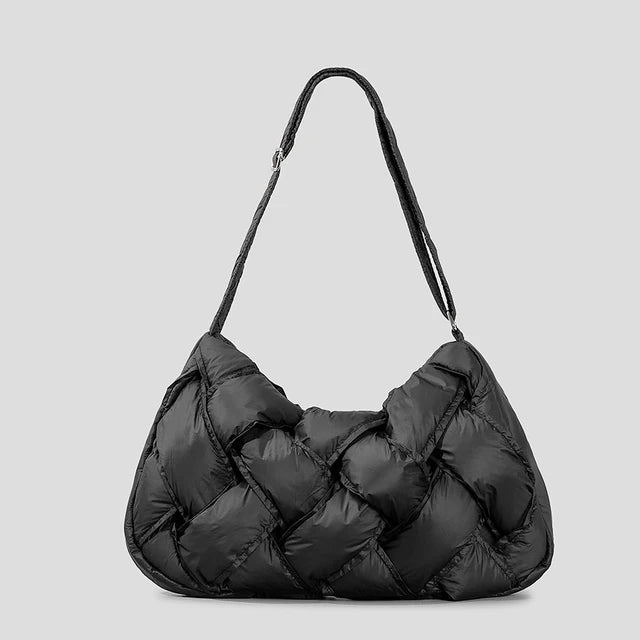 Women's Woven Padded Puffer Shoulder Tote Bag