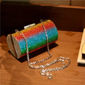 Rainbow Rhinestone Cylinder Shoulder Bag