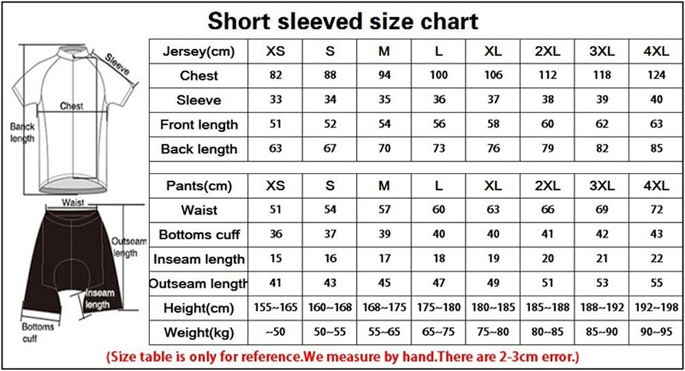 Men's Pro Team Cycling Jersey & Bib Shorts Set – Short & Long Sleeve