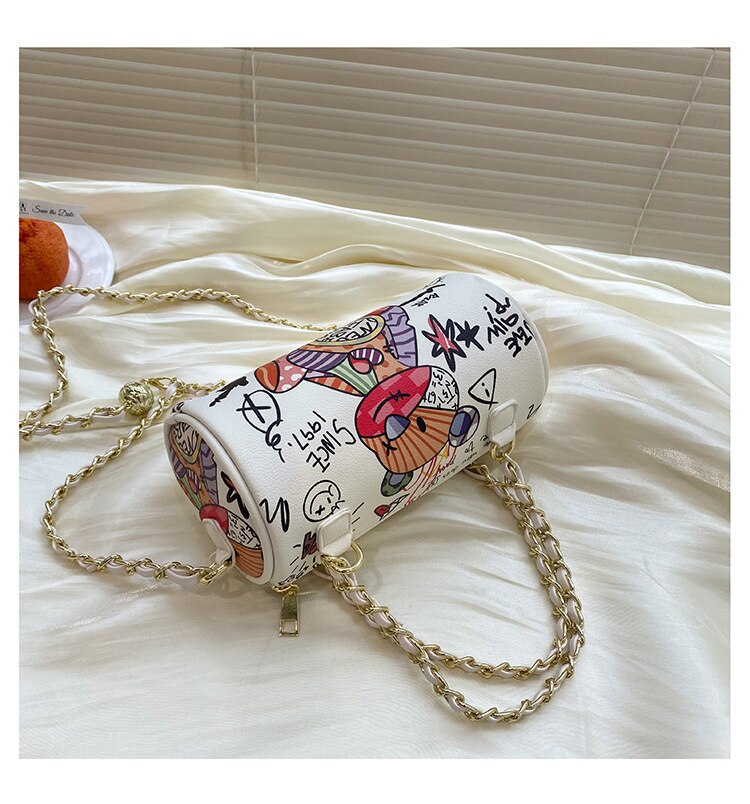 Graffiti Cylindrical Crossbody Bag