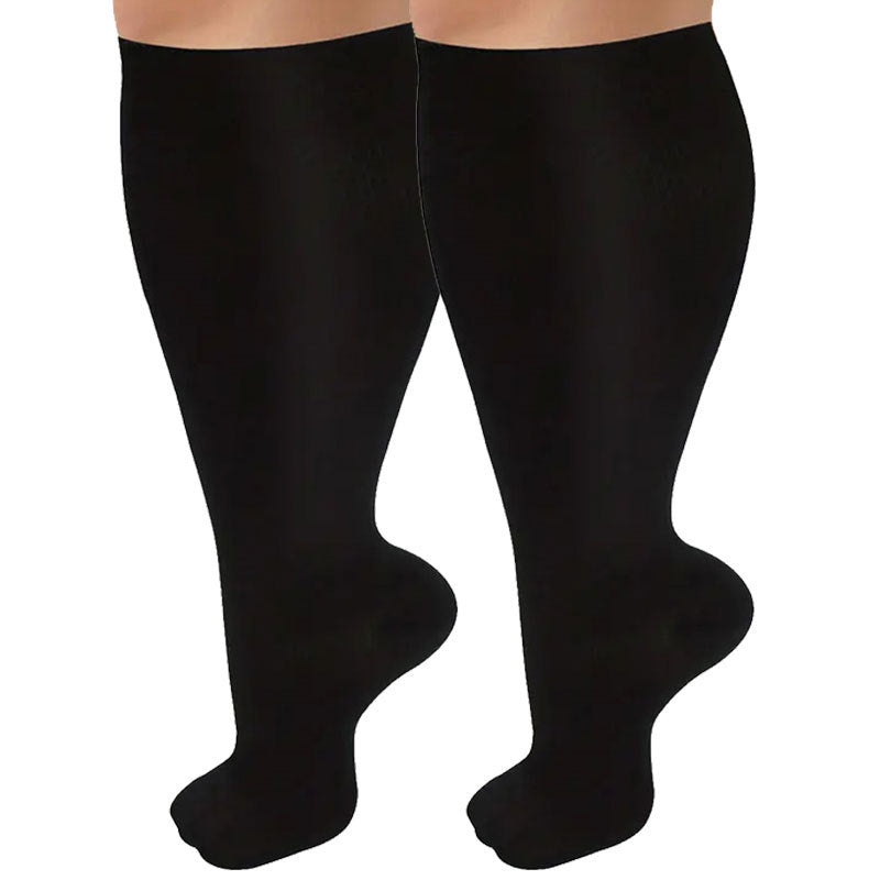 Plus-Size High Calf Compression Socks – Wide Calf Anti-Slip Nylon Pressure Socks 2XL–7XL