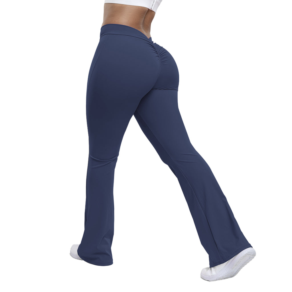 Women's High Waist Hip-Lift Trumpet Flare Pants — Yoga & Wide Leg Fitness Trousers