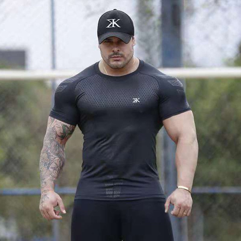 Men's Compression Quick-Dry Short-Sleeve T-Shirt – Slim Fit Running & Sport Tee