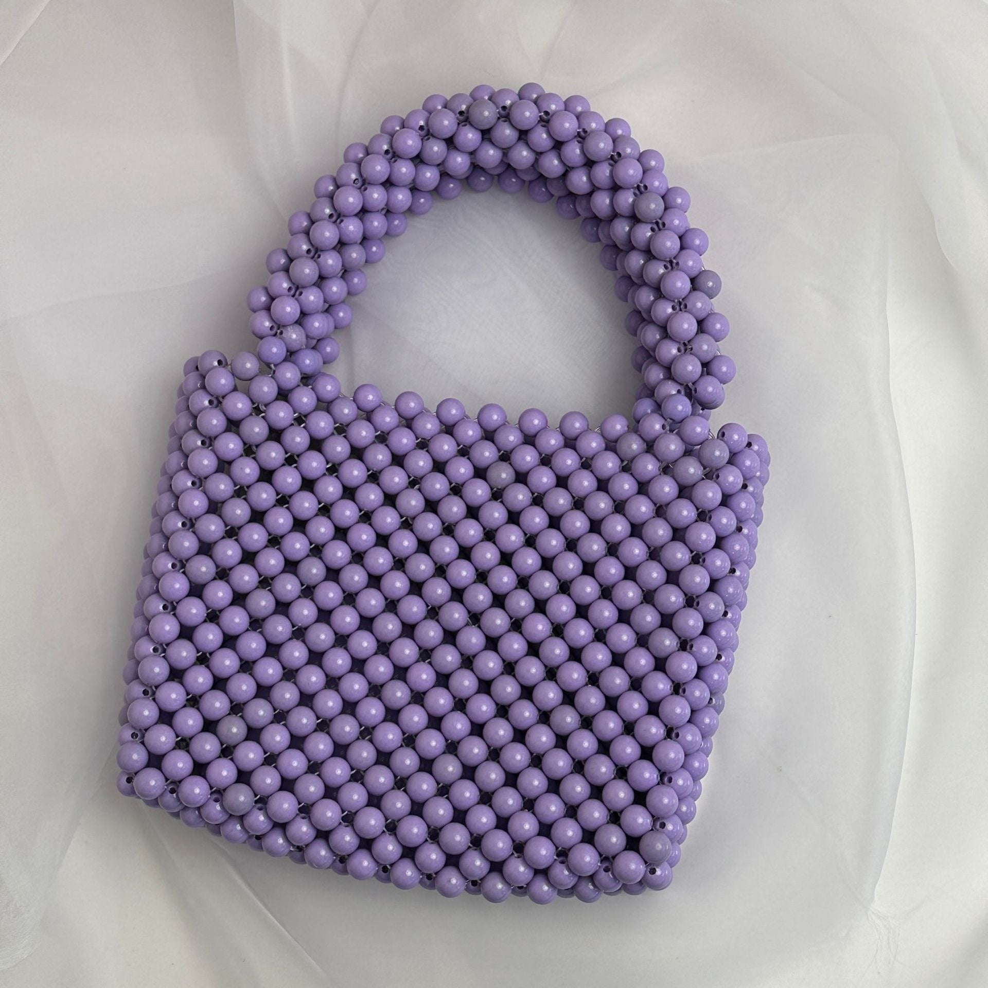 Solid Colour Beaded Handbag
