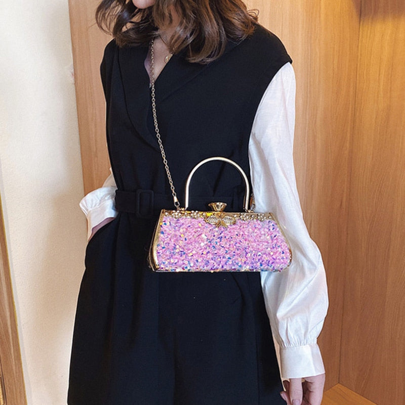 Sequin Rhinestone Evening Clutch