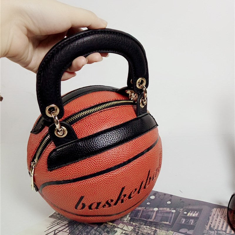 Women's Round Basketball Crossbody Bag – PU Leather Novelty Messenger Bag