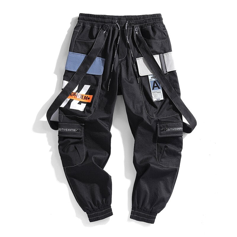 Men's Hip Hop Print Beam Foot Cargo Jogger Pants