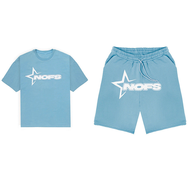 Men's Street Hip Hop Letter Print T-Shirt & Shorts Set